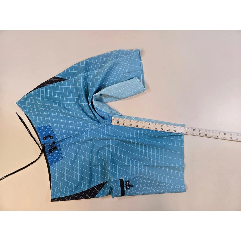 Billabong Upcycler Fluid Pro‎ Board Shorts Mens 30 Blue Black Grid Swim Trunks